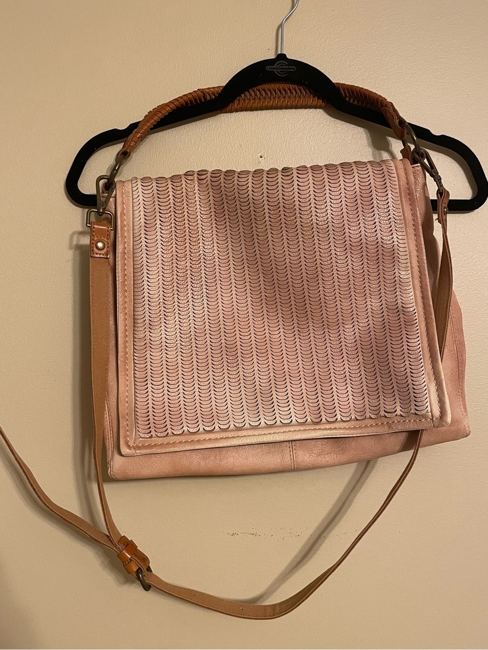 Free People Golden Valley Vegan Tan Messenger Bag